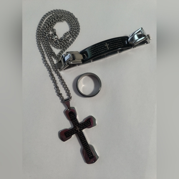 Men Lord's Prayer Stainless Steel Set - Picture 2 of 9